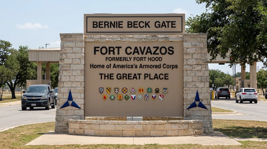Fort Hood main gate sign, Killeen Texas